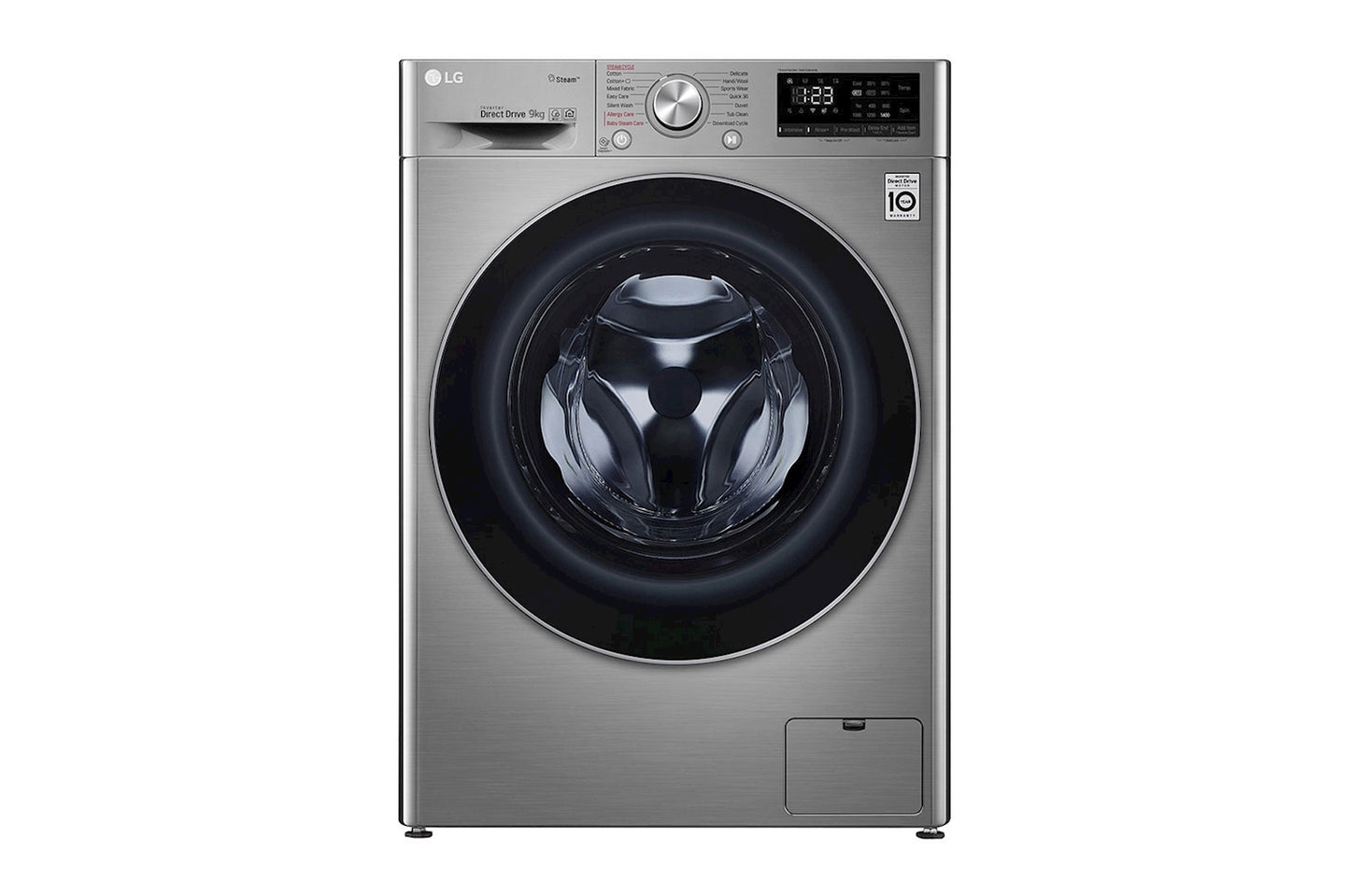 Front Load Washer 9kg, AI Direct Drive Motor, Steam, Silver Color